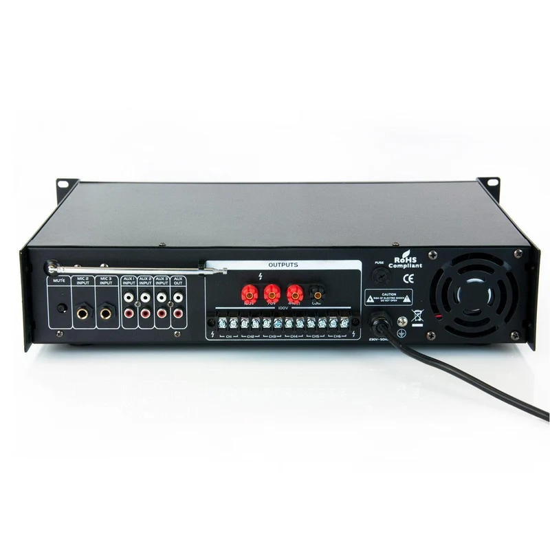 Amplificatore filodiffusione 6 ZONE 100V / 8 ohm Master Audio MV8300CR + lettore MP3 e radio FM