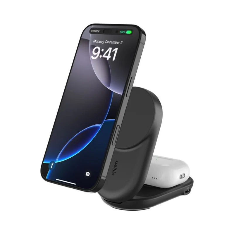 Belkin Cargador Inalámbrico Magnético 2 en 1 con Qi2 25W, WIZ039ttBK