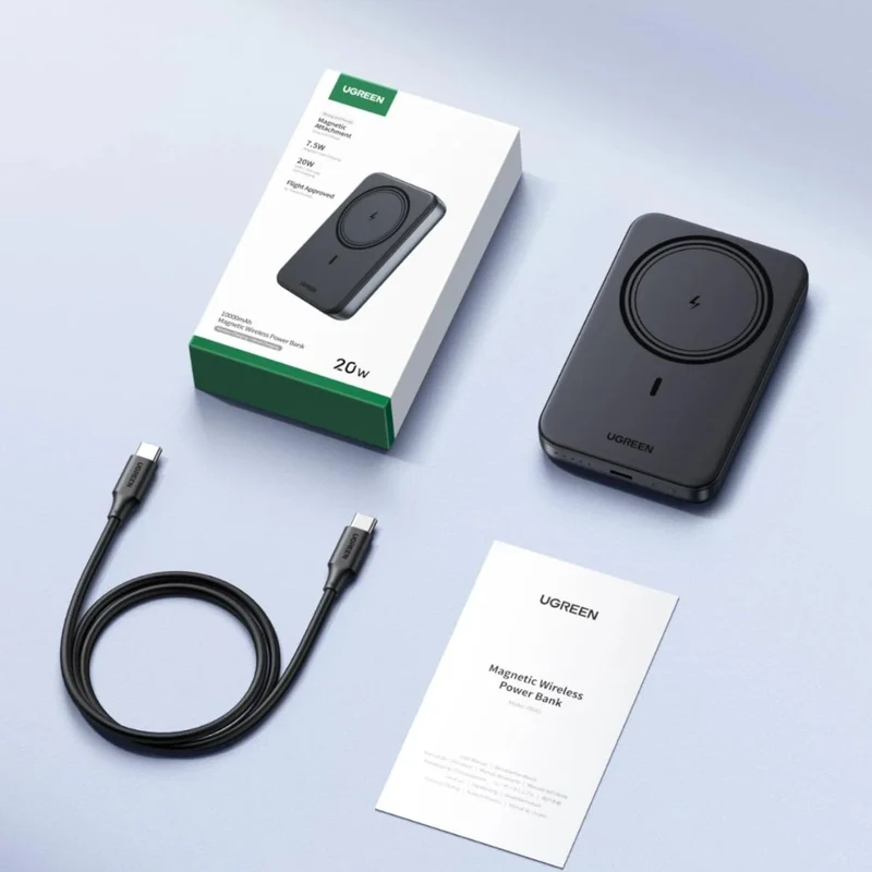 Ugreen Power Bank Batería Externa Inalámbrico Carga Rápida USB C 10,000 mAh 20W, 25919