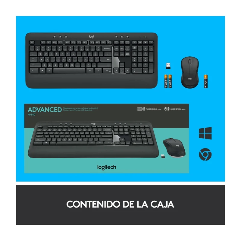 Logitech Kit Teclado y Mouse Inalámbricos MK540, 2 Piezas