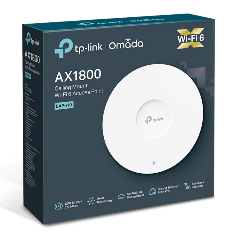 TP-Link Tapo Punto de Acceso Omada Wi-Fi 6 de Montaje en Techo AX1800, EAP610