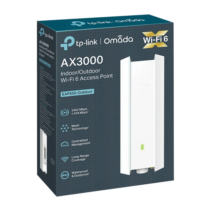 TP-Link Punto de Acceso Omada WiFi 6 para Exterior AX3000, EAP650-Outdoor