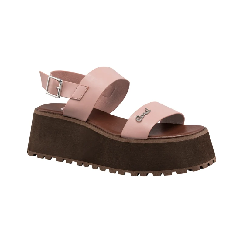 Coral Sandalias de Plataforma Toscana Café/Rosado Claro, para Mujer