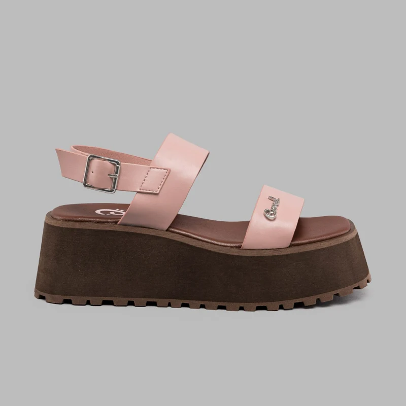 Coral Sandalias de Plataforma Toscana Café/Rosado Claro, para Mujer