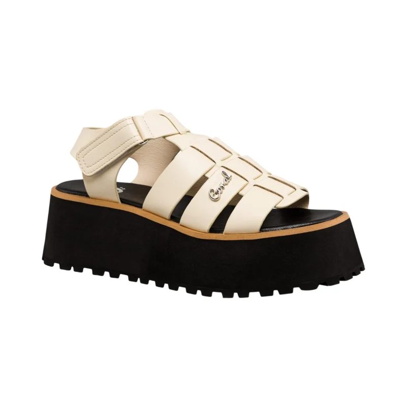 Coral Sandalias de Plataforma Positano Crema, para Mujer