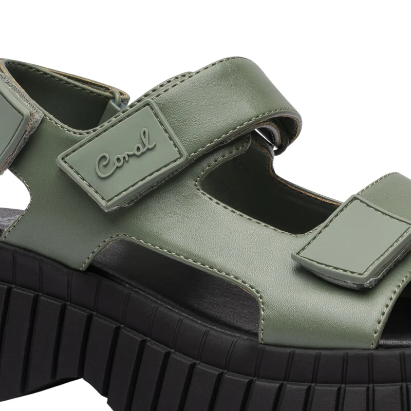 Coral Sandalias Chunky Laroi Verde Olivo, para Mujer