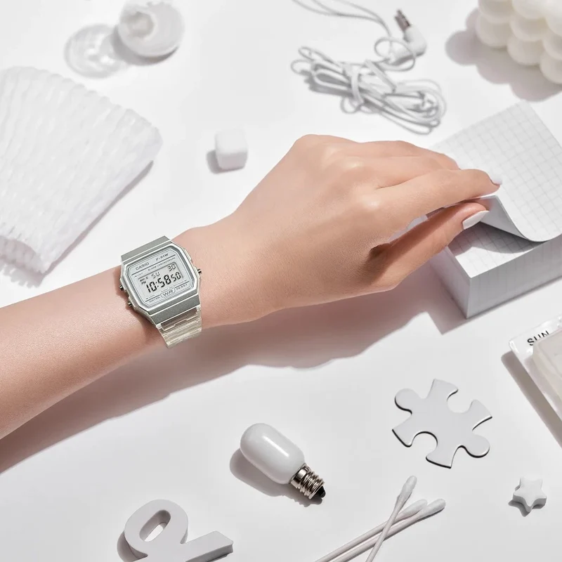 Casio Reloj Digital Blanco Translúcido para Mujer (F-91WS-7)