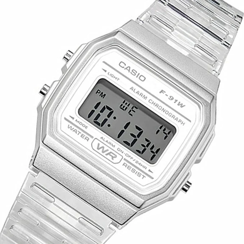 Casio Reloj Digital Blanco Translúcido para Mujer (F-91WS-7)