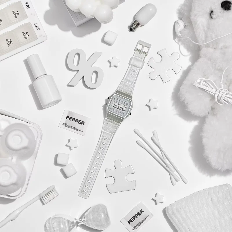 Casio Reloj Digital Blanco Translúcido para Mujer (F-91WS-7)