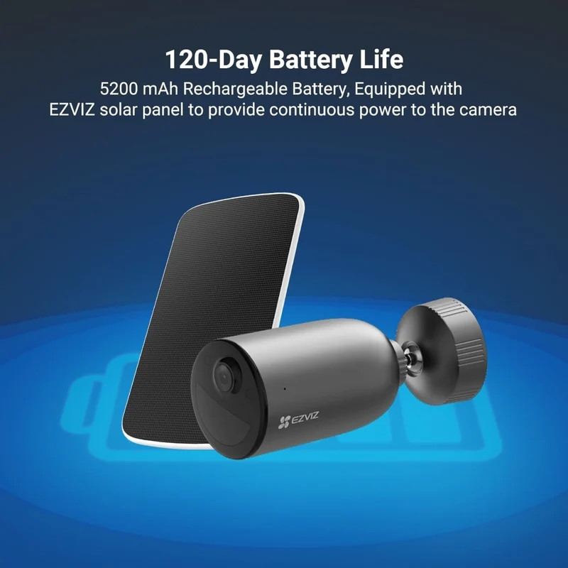 EZVIZ Kit Cámara de Seguridad Bullet Wi-Fi 6 para Exteriores EB3 2K + Panel Solar, CS-EB3/SP-R200