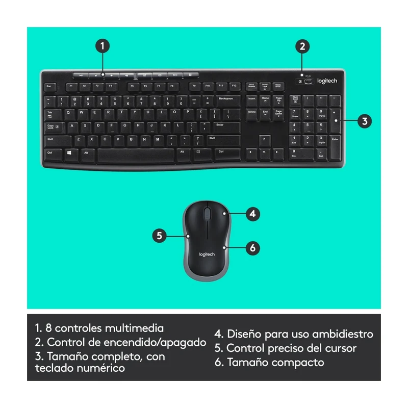 Logitech Kit Teclado Inalámbrico y Mouse MK270, Inglés