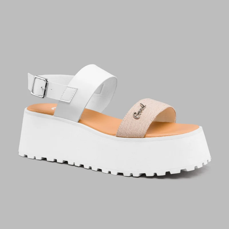 Coral Sandalias de Plataforma Toscana Blanco/Arena, para Mujer