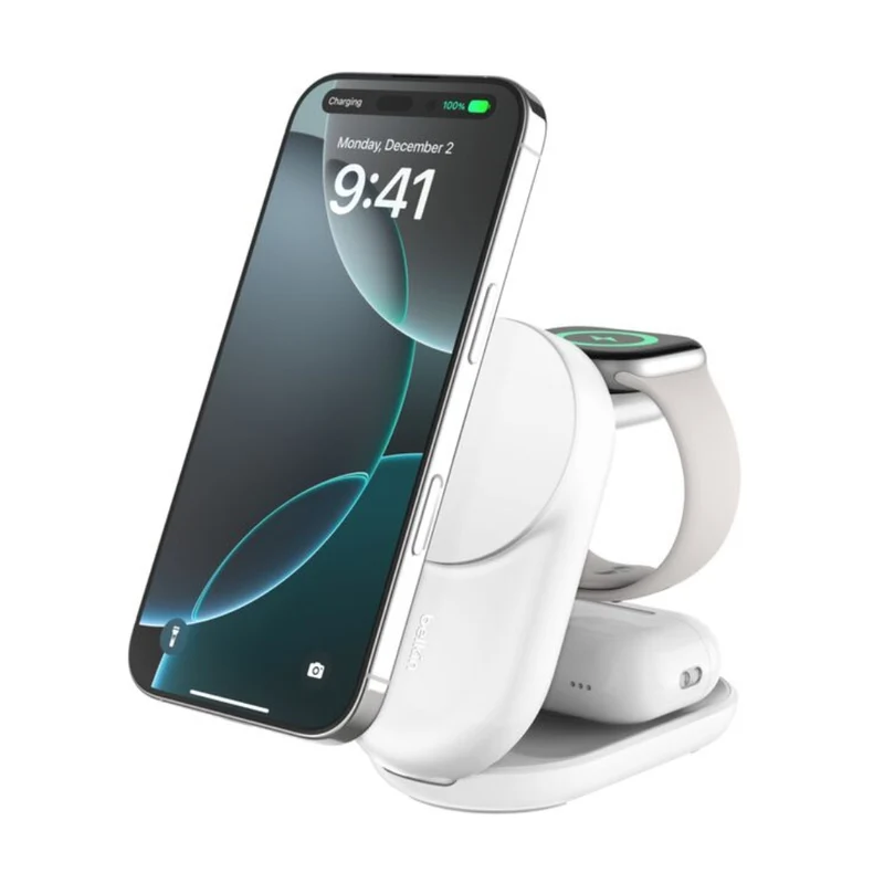 Belkin Cargador Inalámbrico Magnético 3 en 1 con Qi2 25W, WIZ037ttBK