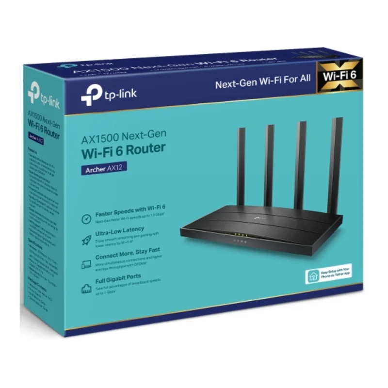 TP-Link Tapo Router Wi-Fi 6 Gigabit Archer AX12, AX1500