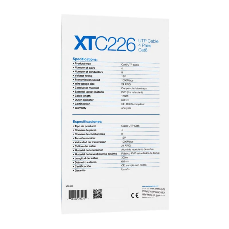 Xtech Cable de Red UTP Cat6, 305 Metros