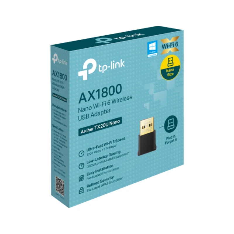 TP-Link Adaptador Nano USB Wifi 6 AX1800, Archer TX20U Nano