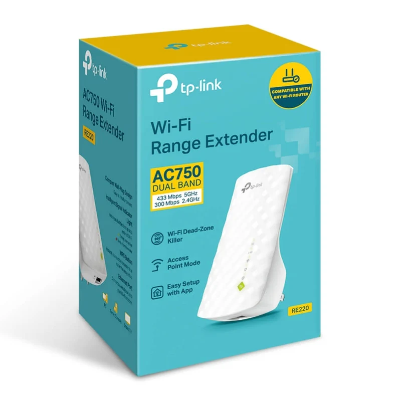 TP-Link Tapo Extensor de Red Wi-Fi 5 Doble Banda AC750, RE220