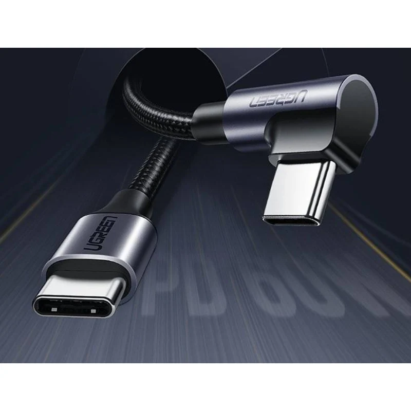 Ugreen Cable Carga Rápida USB-C a USB-C Angulo Recto 60W US255 1m, 50123