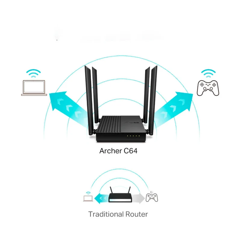 TP-Link Router Inalámbrico Wi-Fi Doble Banda MU-MIMO AC1200, Archer C64