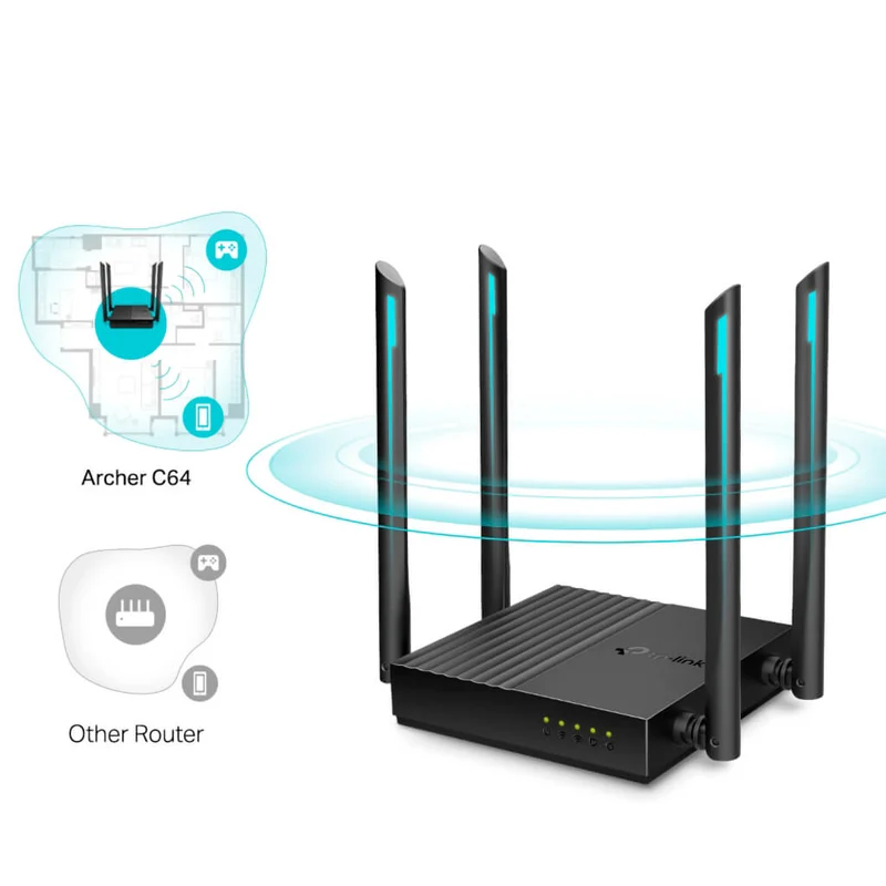 TP-Link Router Inalámbrico Wi-Fi Doble Banda MU-MIMO AC1200, Archer C64