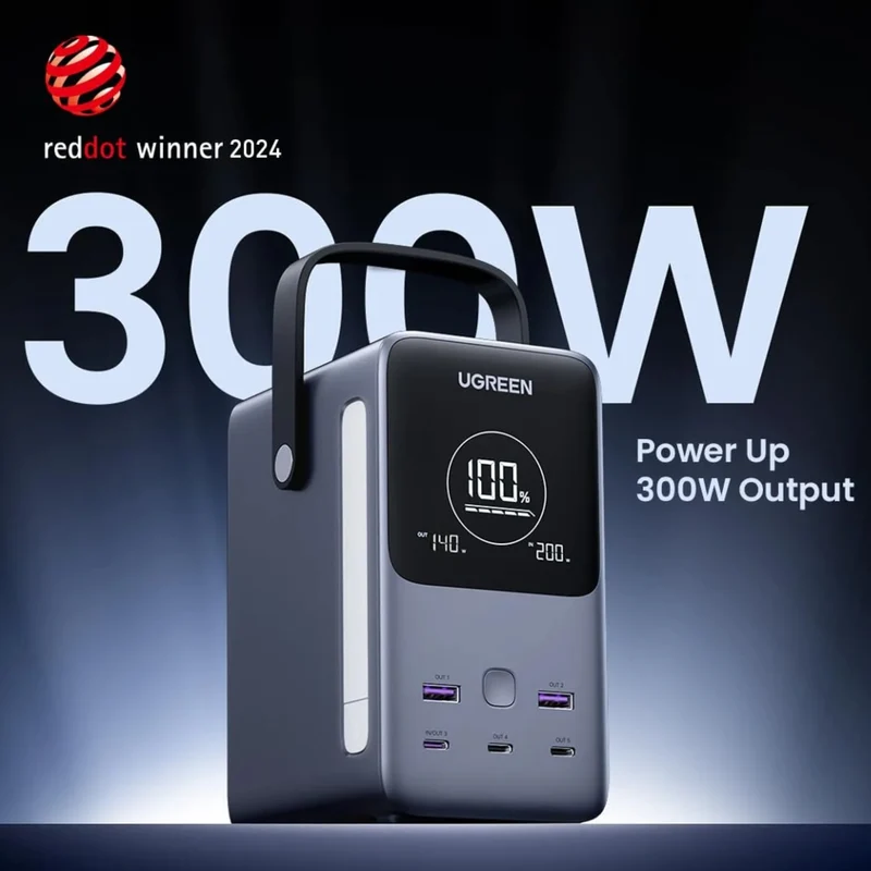 Ugreen Power Bank Batería Externa Carga Rápida 5 Puertos 48,000 mAh 300W, 25286