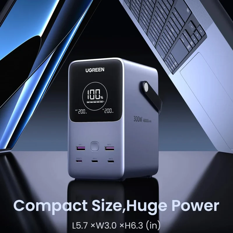 Ugreen Power Bank Batería Externa Carga Rápida 5 Puertos 48,000 mAh 300W, 25286