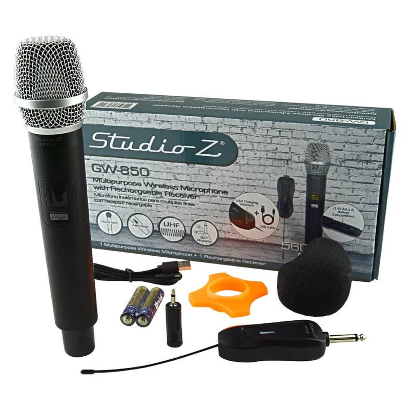 Studio Z Micrófono Inalámbrico Mini Receptor Recargable, GW-850