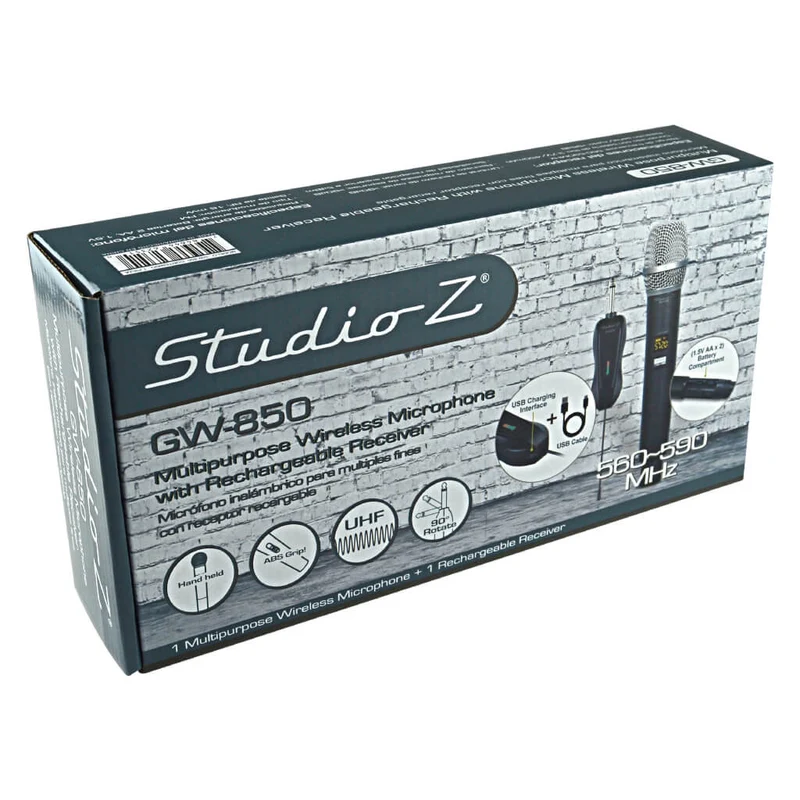 Studio Z Micrófono Inalámbrico Mini Receptor Recargable, GW-850