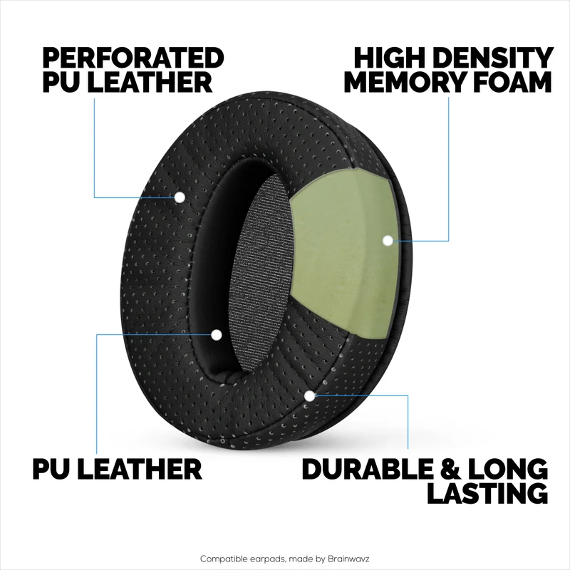 Mga Pamalit na Perforated Earpad para sa Sennheiser HD4.50BT HD4.50BTNC HD450BT HD4.50SE HD4.40BT HD4.30G HD4.20S HD458BT HD450 HD400S at HD 350BT - PU Leather at Memory Foam