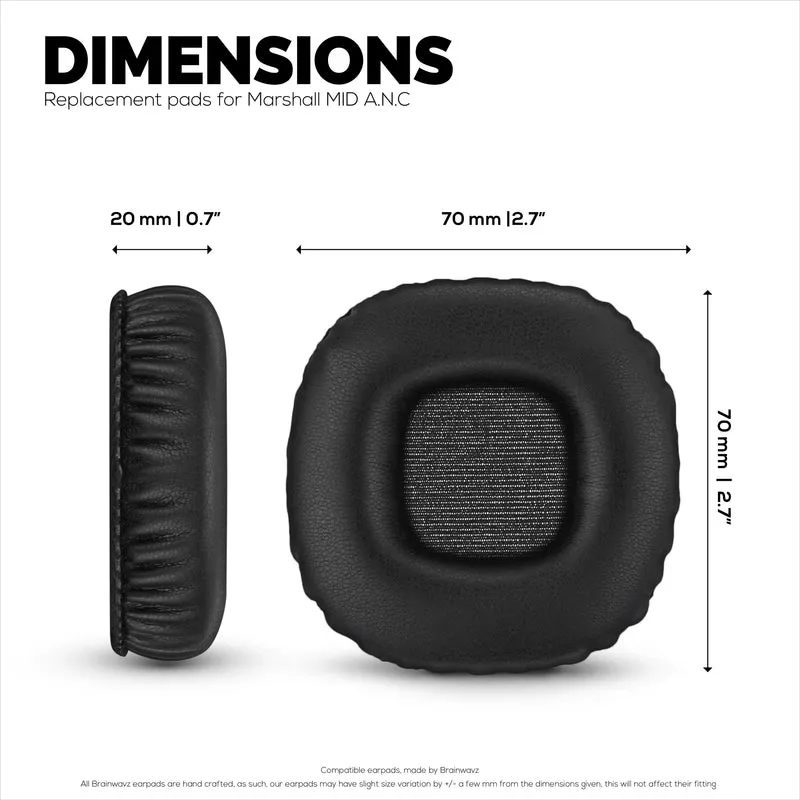 Cuscinetti auricolari di ricambio per cuffie Marshall MID-ANC, in pelle PU, memory foam per un comfort extra, cuscinetti auricolari migliorati, resistenti e di lunga durata
