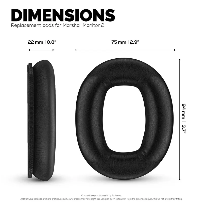 Cuscinetti auricolari di ricambio per cuffie Marshall Monitor 2, in pelle PU, memory foam per un comfort extra, cuscinetti auricolari migliorati, durevoli e di lunga durata