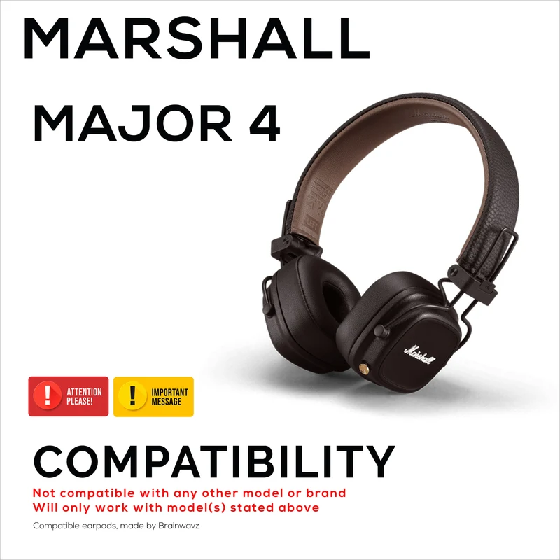 Hybrid Earpads para sa Marshall Major 4 Headphones, Cool Gel, PU Leather at Mas Makapal na Memory Foam Para sa Karagdagang Kaginhawahan