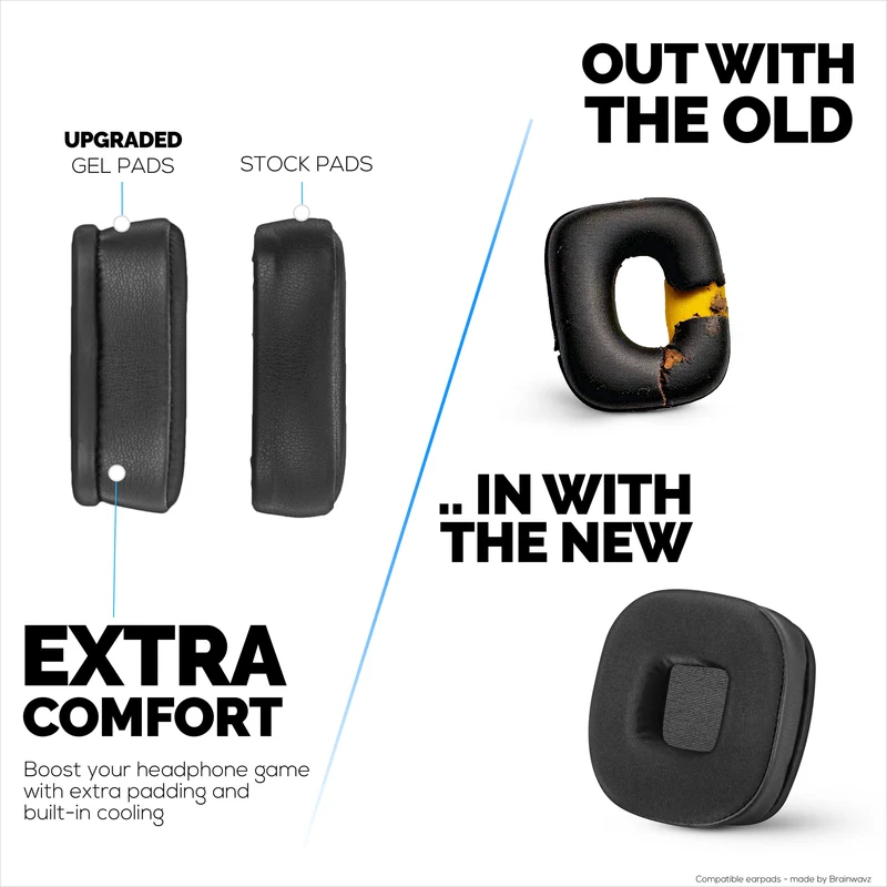 Hybrid Earpads para sa Marshall Major 4 Headphones, Cool Gel, PU Leather at Mas Makapal na Memory Foam Para sa Karagdagang Kaginhawahan