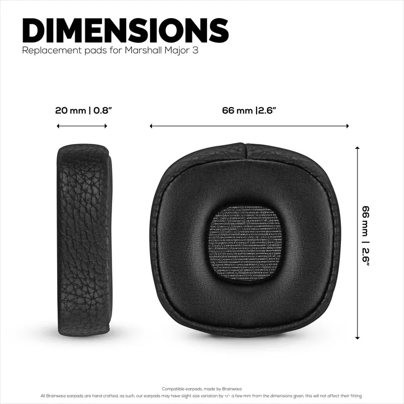Cuscinetti auricolari di ricambio per cuffie Marshall Major 3, in pelle PU, memory foam per un comfort extra, cuscinetti auricolari migliorati, resistenti e di lunga durata