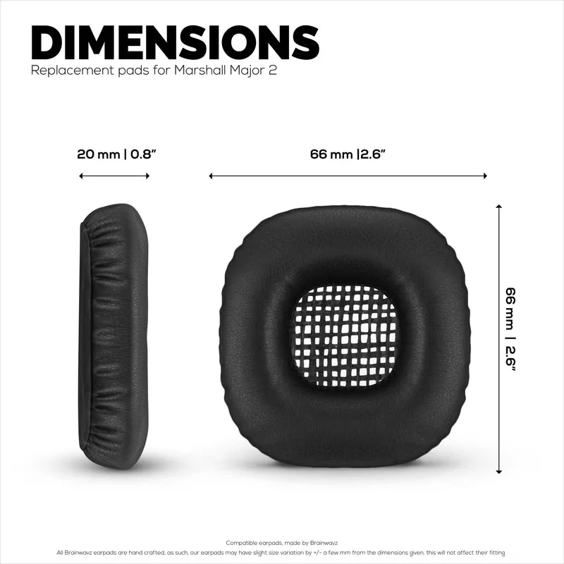 Cuscinetti auricolari di ricambio per cuffie Marshall Major 2, in pelle PU, memory foam per un comfort extra, cuscinetti auricolari migliorati, resistenti e di lunga durata
