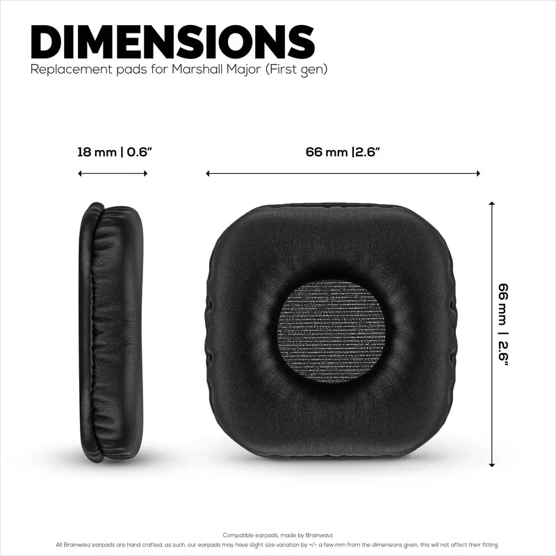 Cuscinetti auricolari di ricambio per cuffie Marshall Major (1a generazione), in pelle PU, morbida schiuma per un comfort extra, cuscinetti auricolari migliorati, resistenti e di lunga durata