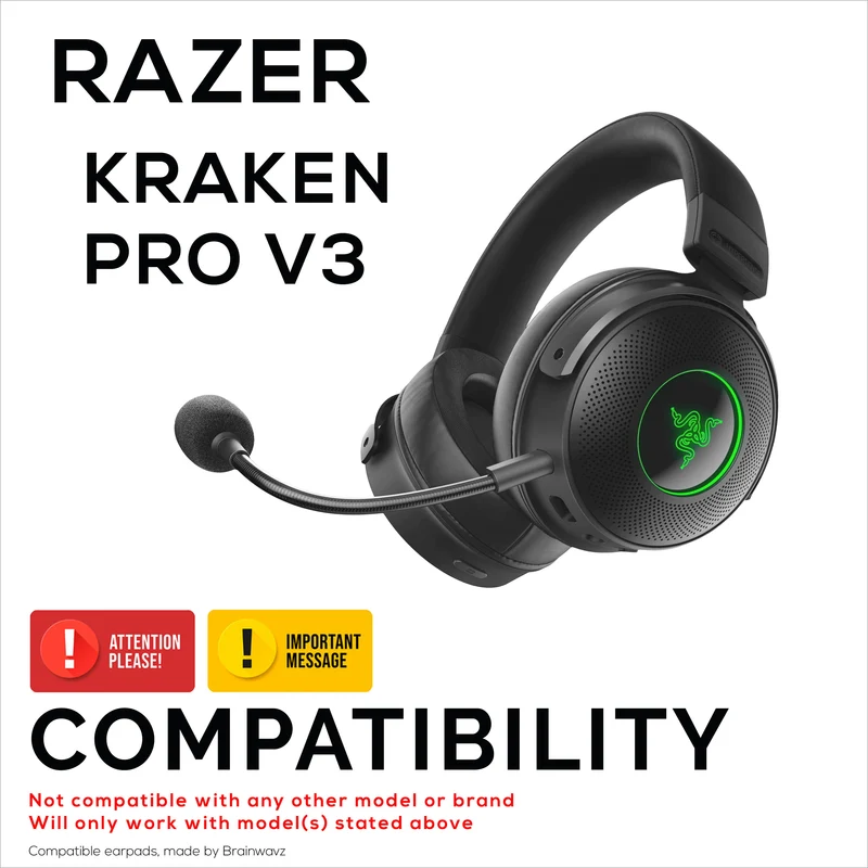 Cuscinetti auricolari ibridi per cuffie Razer Kraken PRO V3, Cool Gel, pelle PU e memory foam più spessa