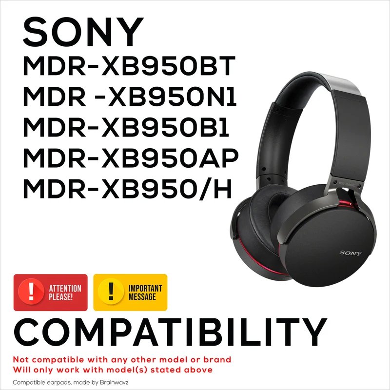 Mga Kapalit na Earpad para sa Sony MDR-XB950BT, XB950N1, XB950B1, XB950AP & XB950/H Headphones, PU Leather, Memory Foam