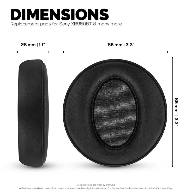 Mga Kapalit na Earpad para sa Sony MDR-XB950BT, XB950N1, XB950B1, XB950AP & XB950/H Headphones, PU Leather, Memory Foam
