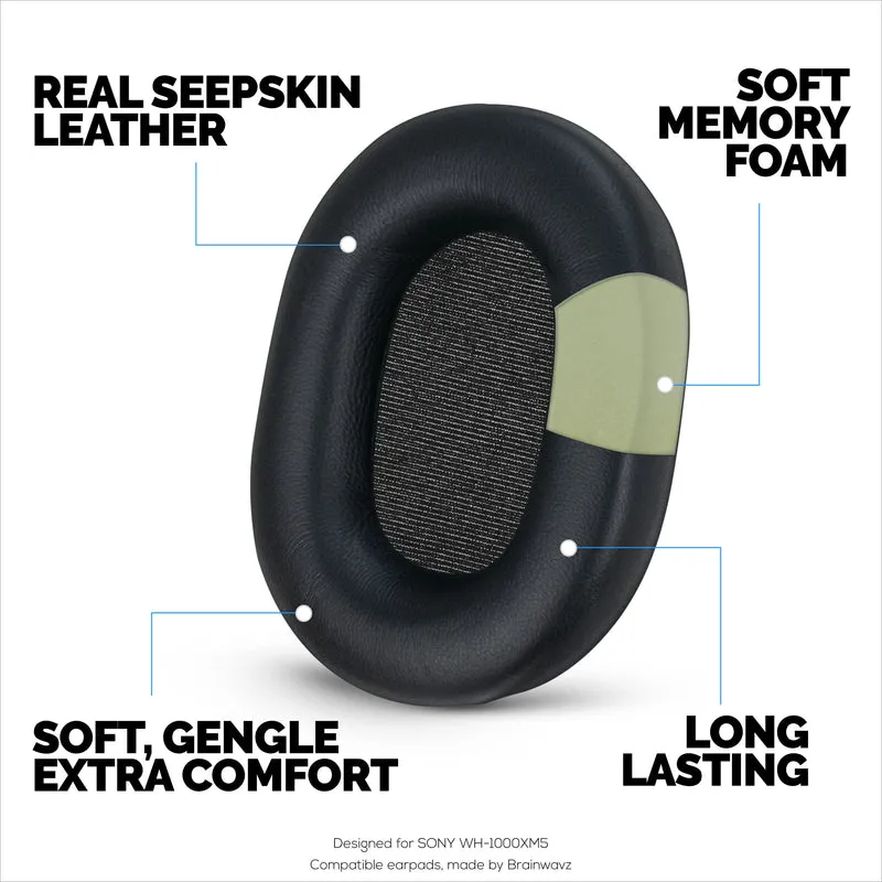 Sheepskin Earpads para sa Sony WH-1000XM5 Headphones, Soft Real Leather, Memory Foam Extra Comfort, Durable at Long Lasting Ear Cushions