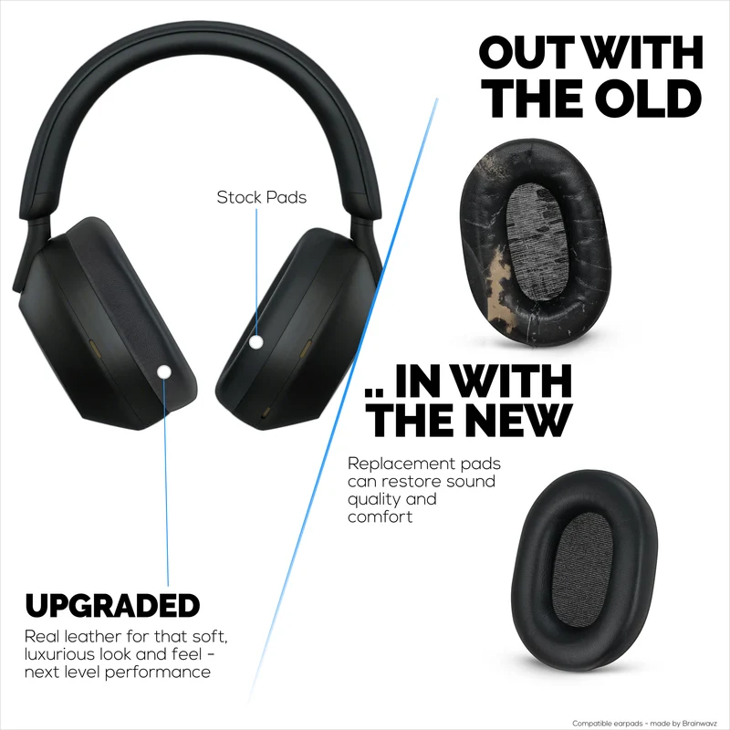 Sheepskin Earpads para sa Sony WH-1000XM5 Headphones, Soft Real Leather, Memory Foam Extra Comfort, Durable at Long Lasting Ear Cushions