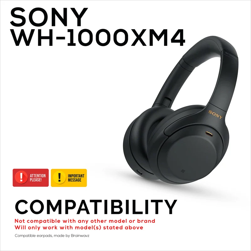 Cuscinetti auricolari in pelle di pecora per cuffie Sony WH-1000XM4, vera pelle morbida, memory foam extra comfort, durevoli e di lunga durata