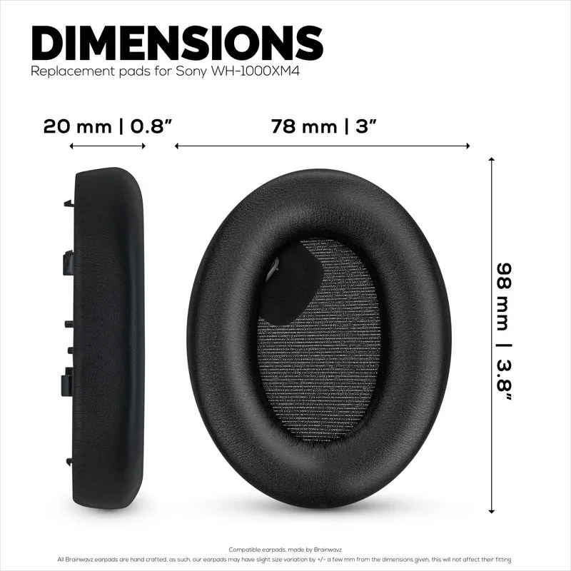 Cuscinetti auricolari in pelle di pecora per cuffie Sony WH-1000XM4, vera pelle morbida, memory foam extra comfort, durevoli e di lunga durata