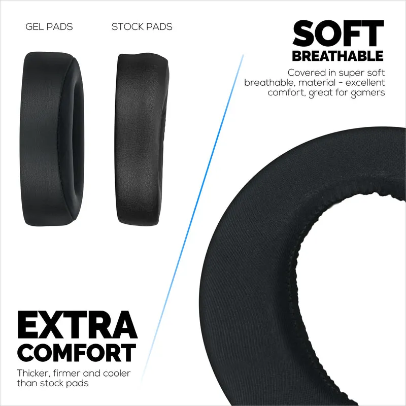 Cuscinetti auricolari ibridi per cuffie Sony PS5 PULSE 3D, Cool Gel, tessuto super morbido, pelle PU e memory foam più spesso