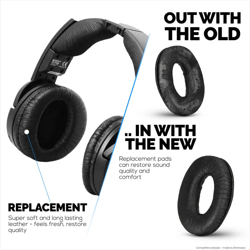 Mga Kapalit na Leather Earpad para sa Sony RF985R, RF960R, RF960RK, RF970, RF970RK, RF925RK, RF865, RF865R, RF865RK, RF860, RF860F Headset