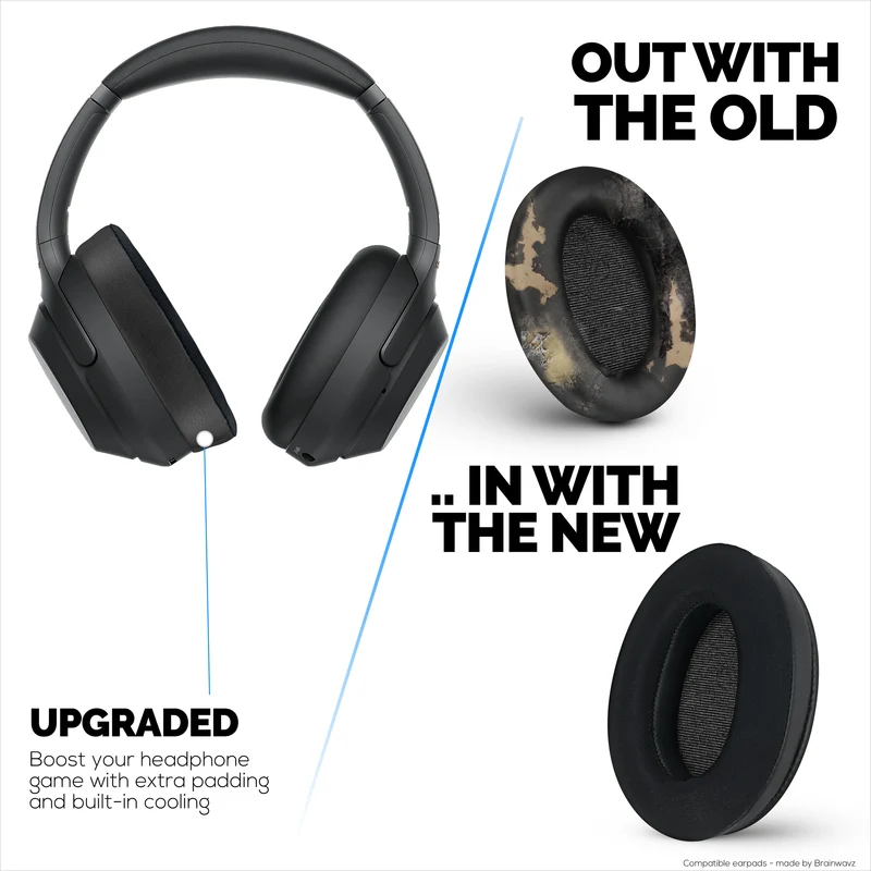 Hybrid Gel Earpads para sa Sony WH-1000XM3 Headphones, Cool Gel, Super Soft Fabric, PU Leather at Mas Makapal na Memory Foam