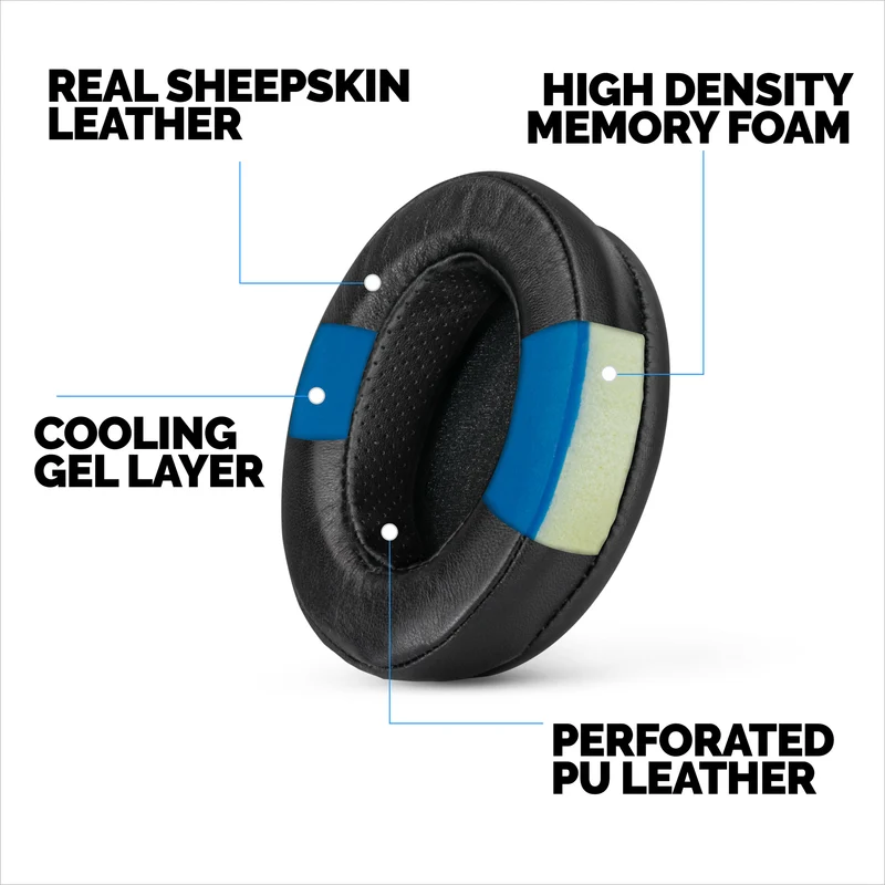 Cuscinetti auricolari in gel di pelle di pecora per cuffie HyperX Cloud 1, 2 Wireless, Core, Flight S, Alpha S e altro, pelle morbida, gel rinfrescante, comfort extra, durevoli e di lunga durata
