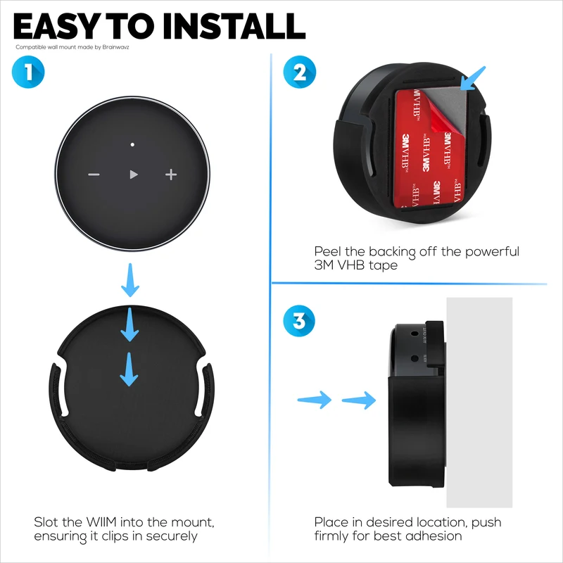 Adhesive Wall & Under Desk Mount Hanger para sa WiiM Mini AirPlay 2, Malakas na VHB Self-Adhesive Tape, Madaling I-install ang Holder