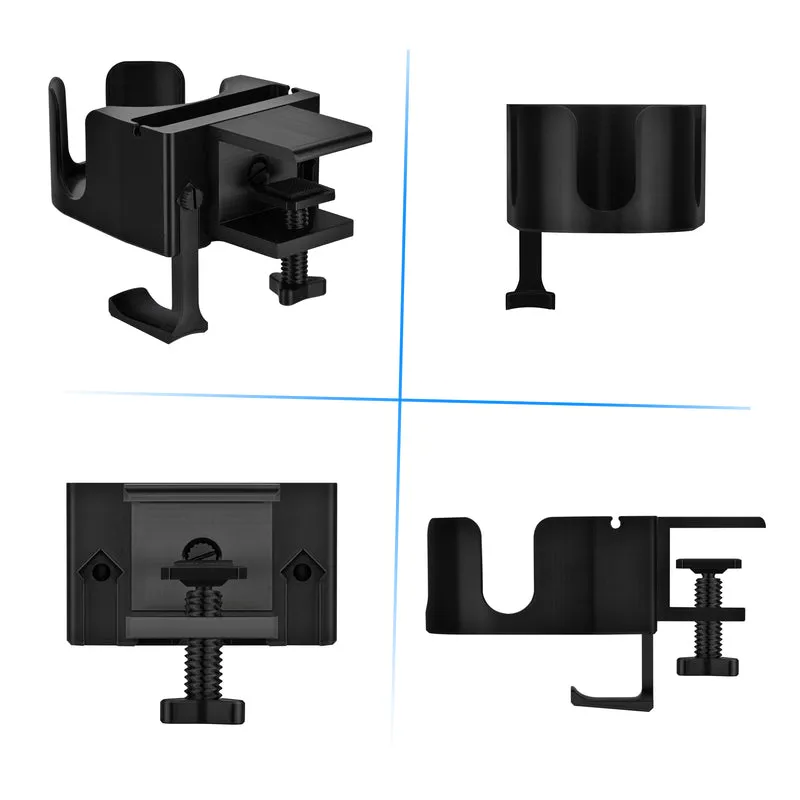 Desk Cup Holder na may Headphone Hanger at Telepono, Panulat at Stationery Holder - Adjustable Clamp, Nakakabit sa mga Mesa at Mesa, May hawak na Mug at Cup na hanggang 10cm ang Diameter