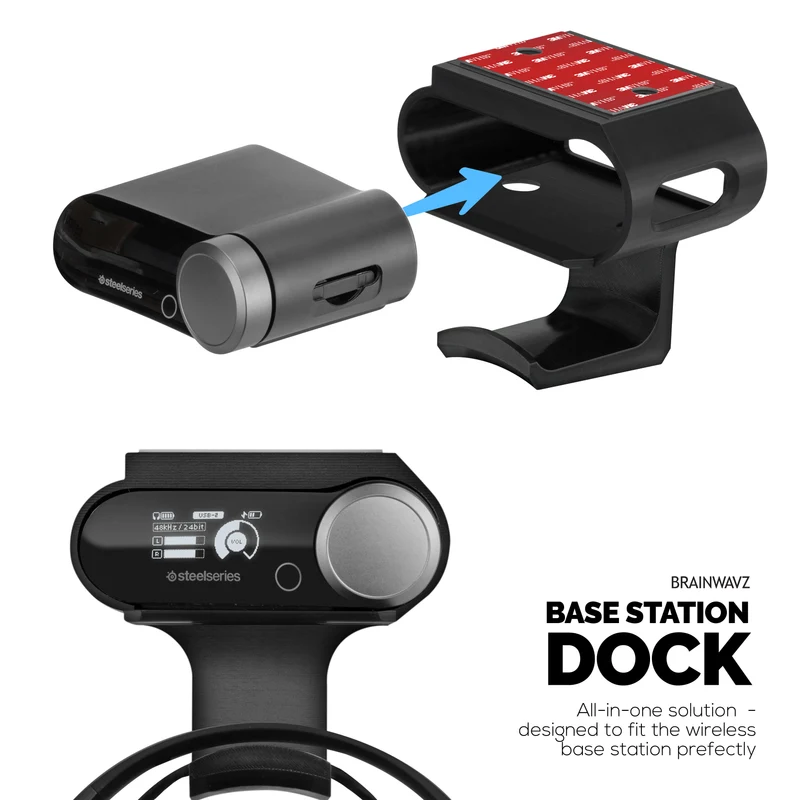 Supporto da scrivania per cuffie Steelseries Arctis Nova Pro Wireless, Nova Pro Omni e Nova Elite con dock per la stazione base wireless.